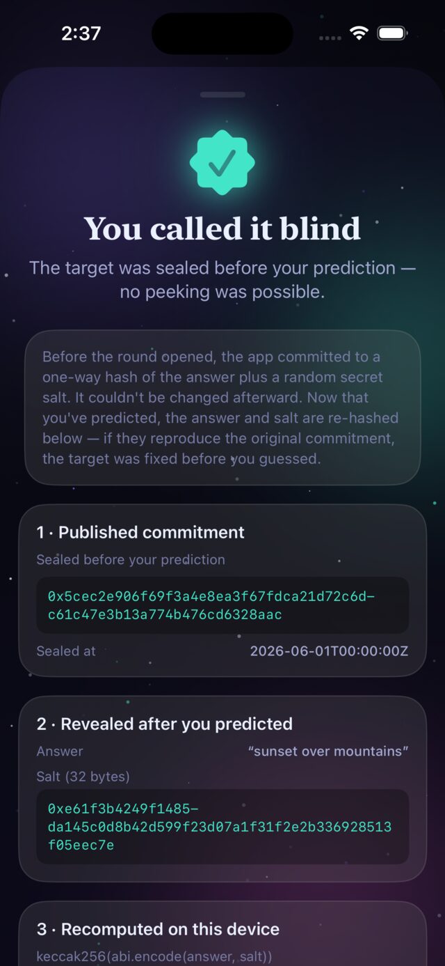 Precog — Provable fairness — verify the target was sealed first